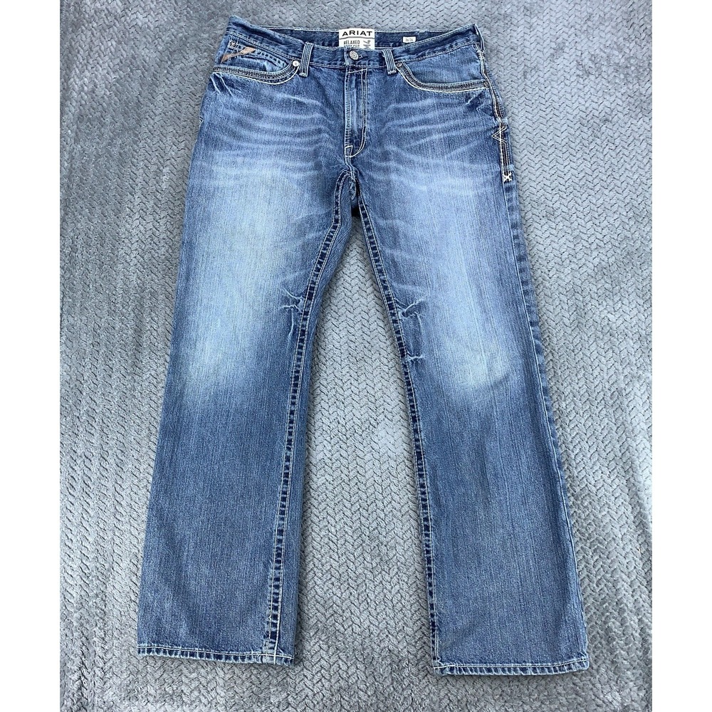 Ariat Jeans Mens 36x34 ( Fits 37x33 ) Blue M4 Relaxed Bootcut Coltrane Durango